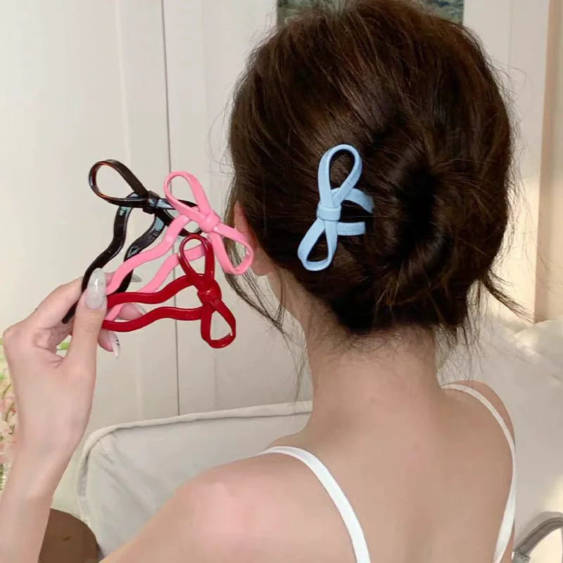

YHJ Bowknot U-shaped Hairpin French Retro Acetate Hair Sticks Solid Color Hair Pin Ins Y2K Hair Accessories for Women Girls