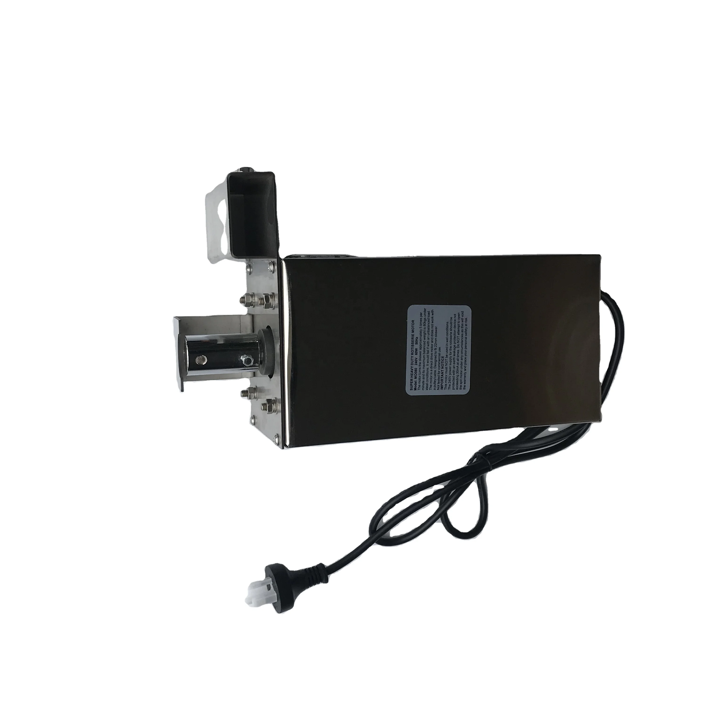 Motor de asador asado de cerdo de alta resistencia de acero inoxidable: hasta 80 kg para adaptarse a varilla de brocheta redonda de 22 mm