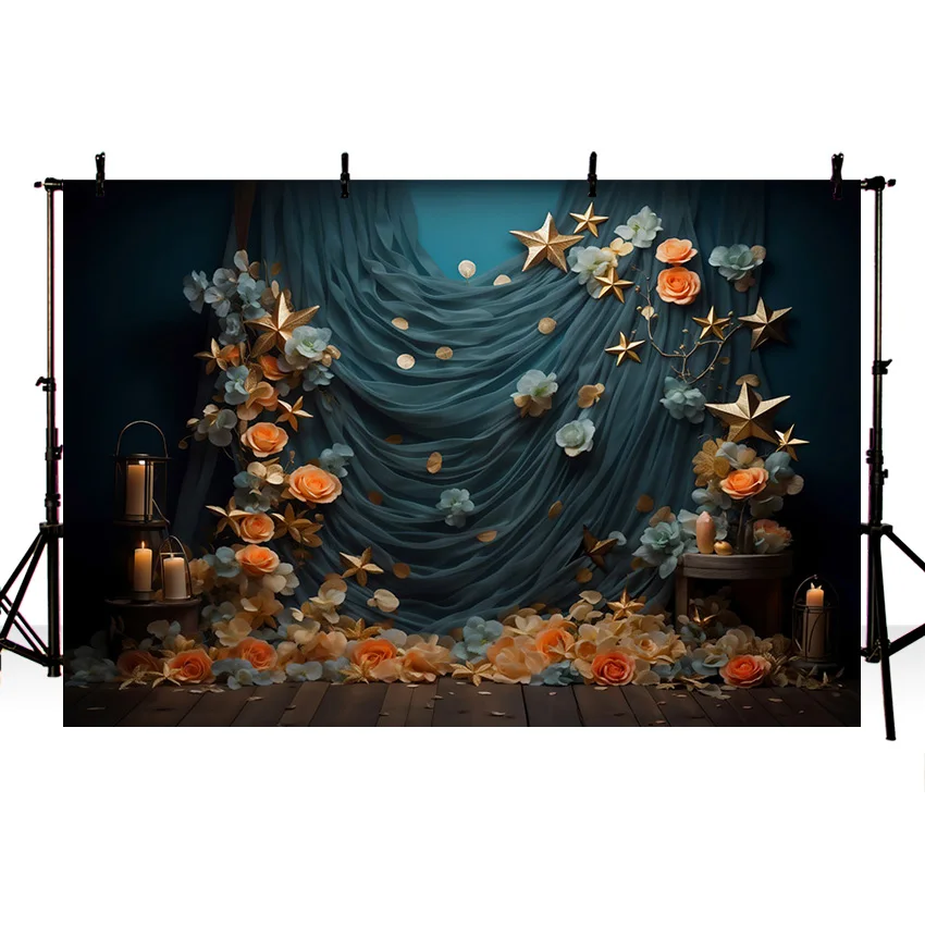 Mehofond Photography Backdrop Vintage Flower Curtain Kid Birthday Pregnant Background Grunge Star Decor Photo Studio Photocall