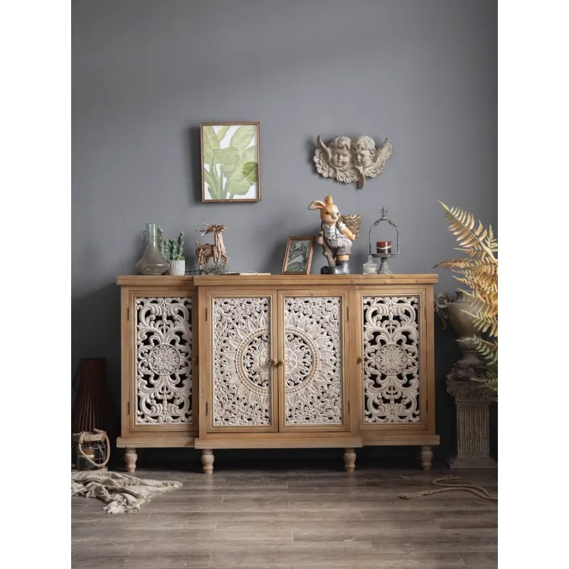 American retro entrance cabinet New Chinese designer shoe cabinet Aisle cabinet Entrance table French decorative furniture Room