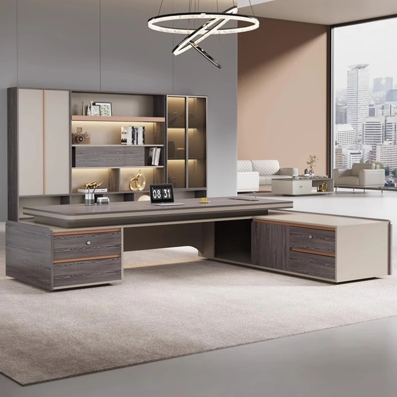 مكتب تنفيذي بني حديث فاخر بأدراج قوية فاخرة مكتب تنفيذي حديث رخيص أثاث مكتب Mesa De Escritorio #6