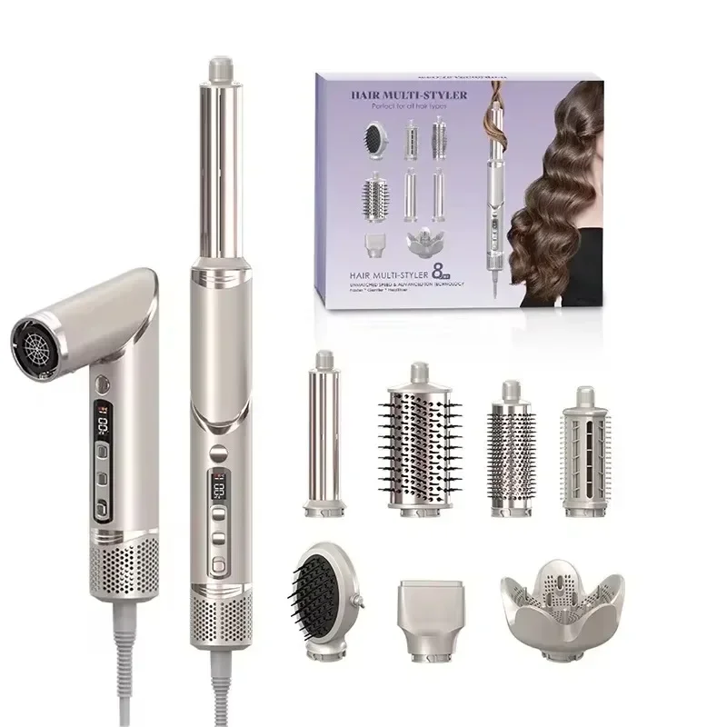 

Профессиональный высокоскоростной бесщеточный складной ионный фен 8 в 1, щетка с горячим воздухом FlexStyler со сменными насадками