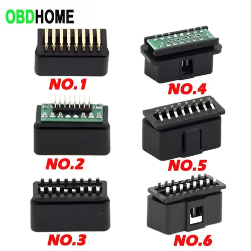자동차 수 커넥터 OBD2 16 핀 커넥터, 금도금 곡선 바늘 수 OBD 플러그 J1962M 16 핀 어댑터 분해 도구, 6 가지 유형 