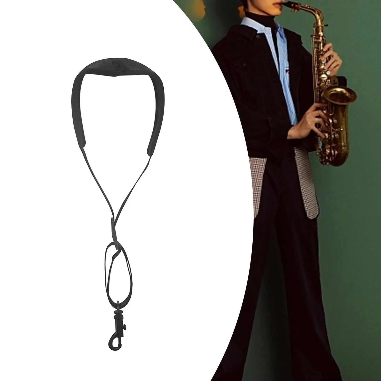 Saxophone Strap Accessory Neck Band Closed Swivel Metal Hook Adjustable Soft