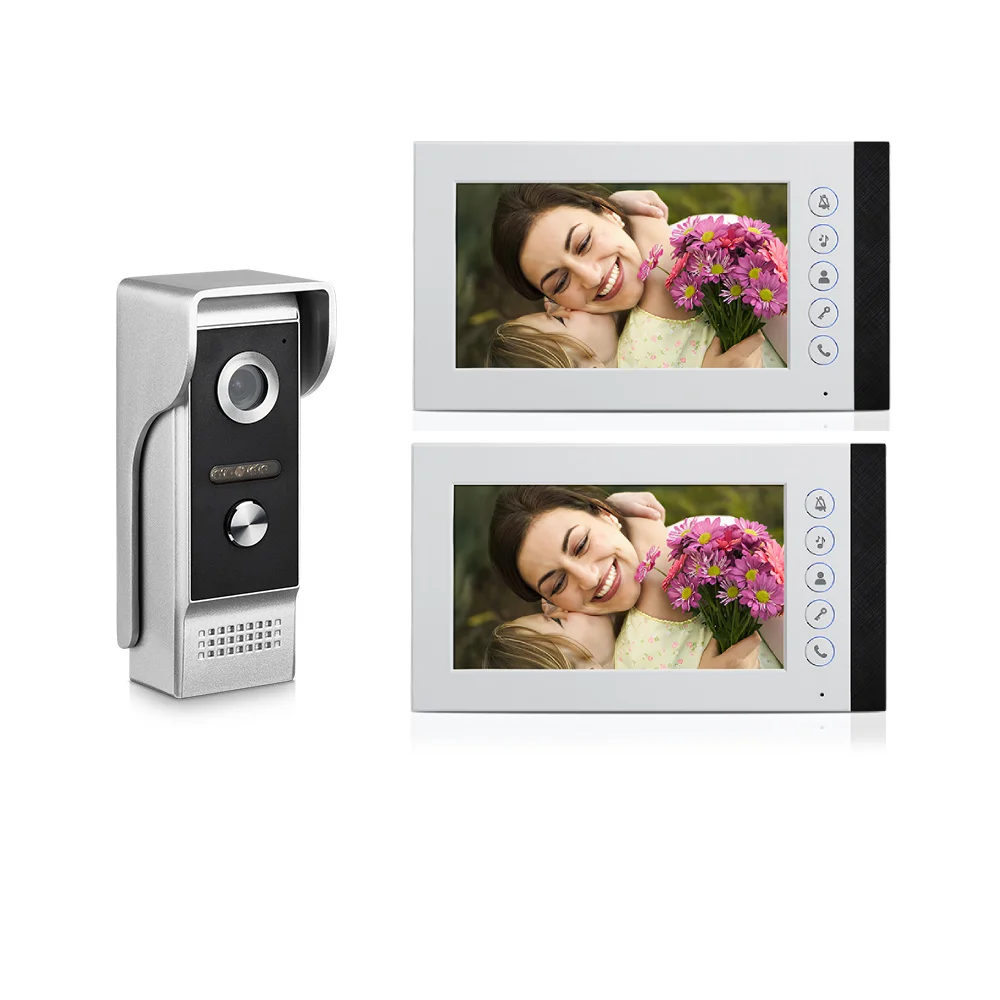 Campainha de vídeo com fio de 7 polegadas IR Night Video Intercom Áudio bidirecional edifício Vídeo porteiro protege sua casa