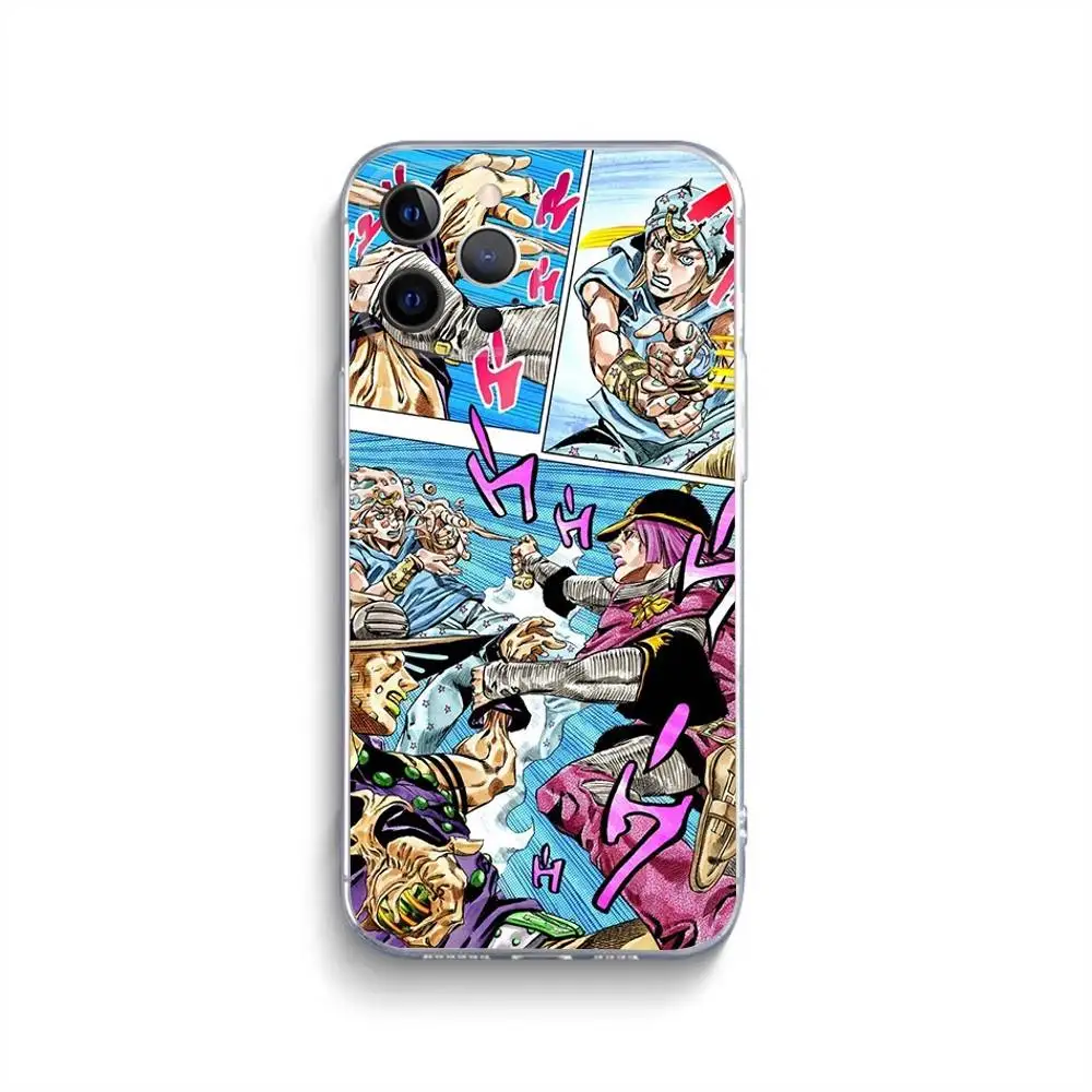 J-Jojo Bizarre Funda de teléfono para iPhone 16,15,14,13,12,11,Pro,Max,Xs,Xr,X,7,8,Plus,Mini Funda transparente de silicona