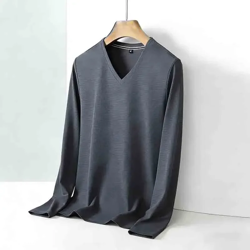 Immagine 7: Maglione da Uomo Grigio Chiaro con Scollo a V e Maniche Lunghe, Comodo e Casual per Tutte le Occasioni, Adatto a Tutte le Stagioni