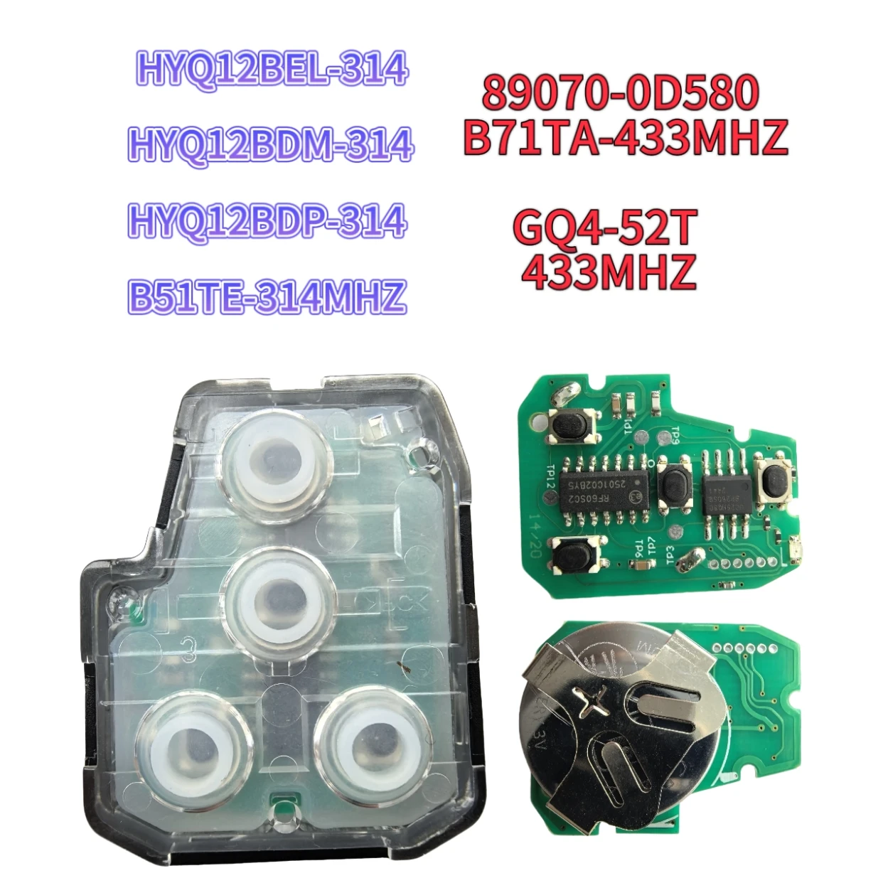 

HYQ12BEL/DM/DP B71TA B51TE GQ4-52T Car key Inner Core 314/433Mhz For Toyota Corolla Camry RAV4 Highlander Sequoia Tundra Tacoma