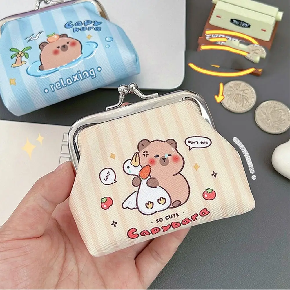 Portable Fashion Mini Capybara Coin Purse Cute Cartoon Wallet Korean Style PU Leather Lovely Animal Clutch Bag