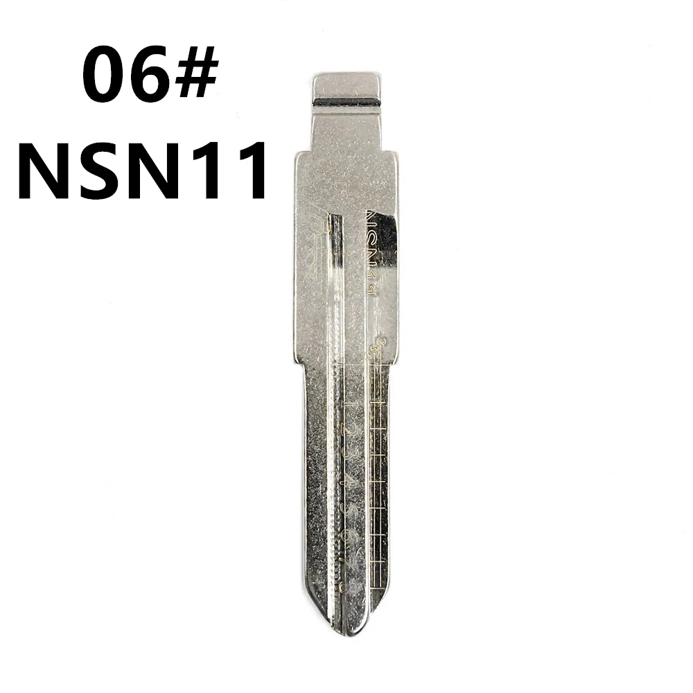 

10pcs #06 NSN11 Engraved Line Key Blade Scale Shearing Teeth Cutting Key Blank Clipper Key Blade For Nissan Bluebird 8 PIN