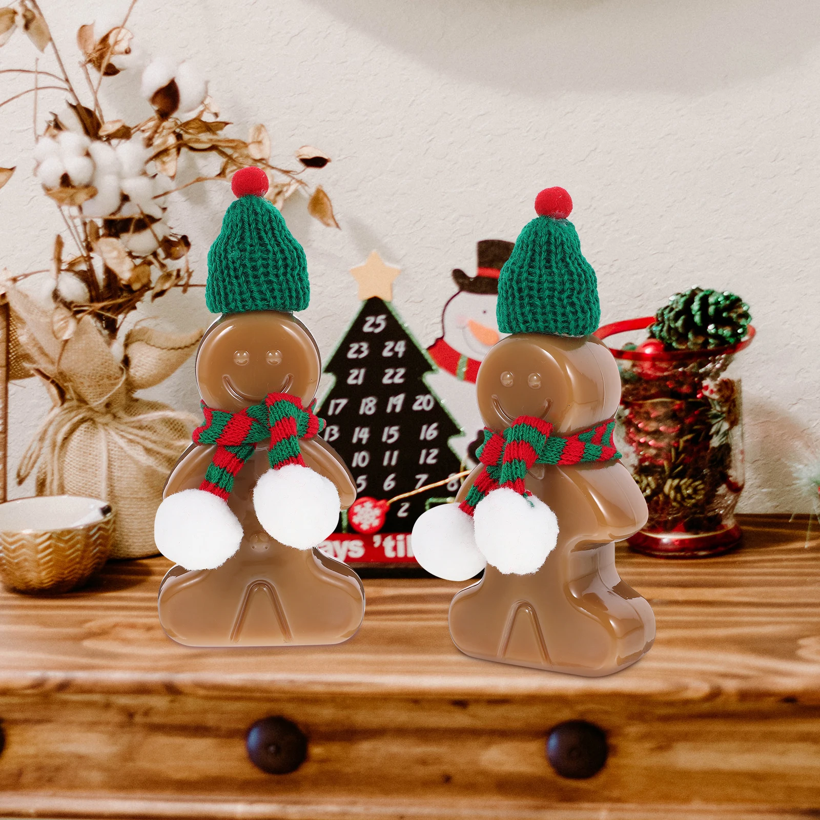 

10pcs Gingerbread Man Bottle 50ml Holiday Beverage Containers Christmas Crafts Reusable Plastic Milk Tea Storage Party