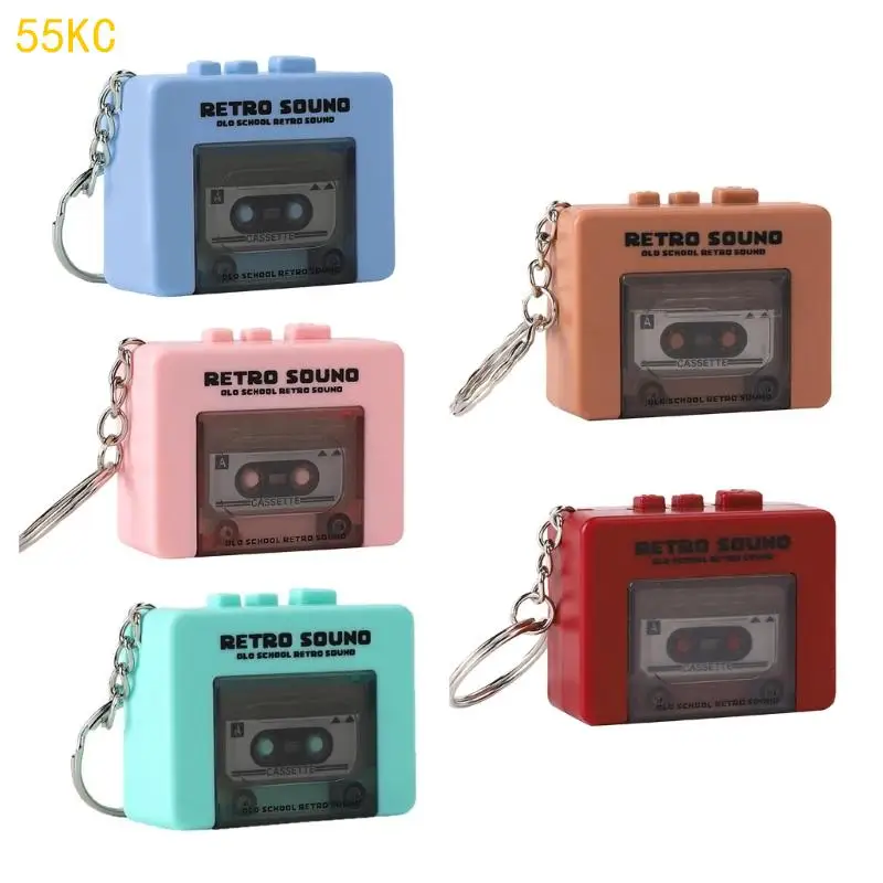 

55KC Miniature Retro Recorders Tape Keychains Cassettes Player with Builts In Music Box