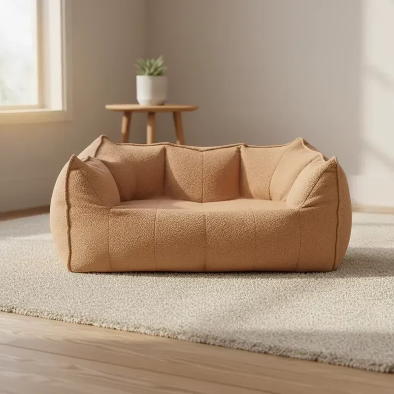 Compressed Comfortable Two Seat Sofa Bean Bag Cotton Sponge Particle Fabric Covered Disassembly Design Sleeping Lounging