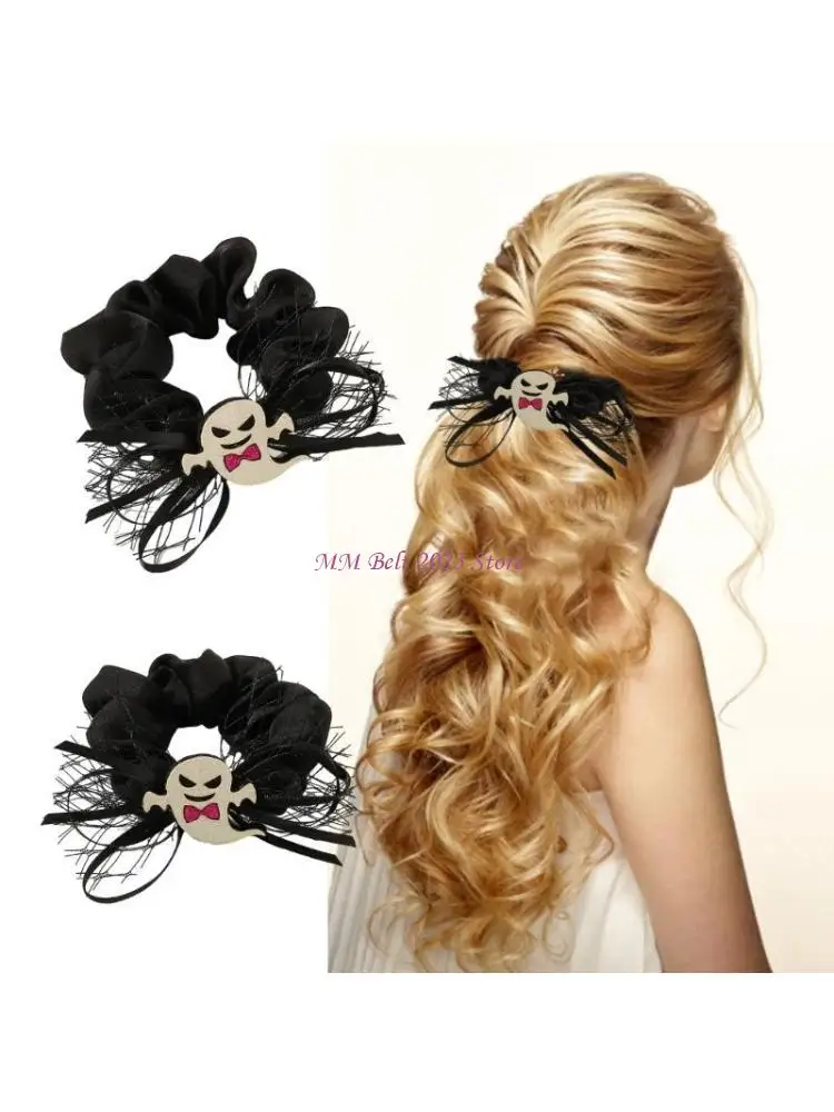 

49ME Adult Hair Tie Halloween Ghosty Hair Rope Do Not Hurt Hair Rope for Teens
