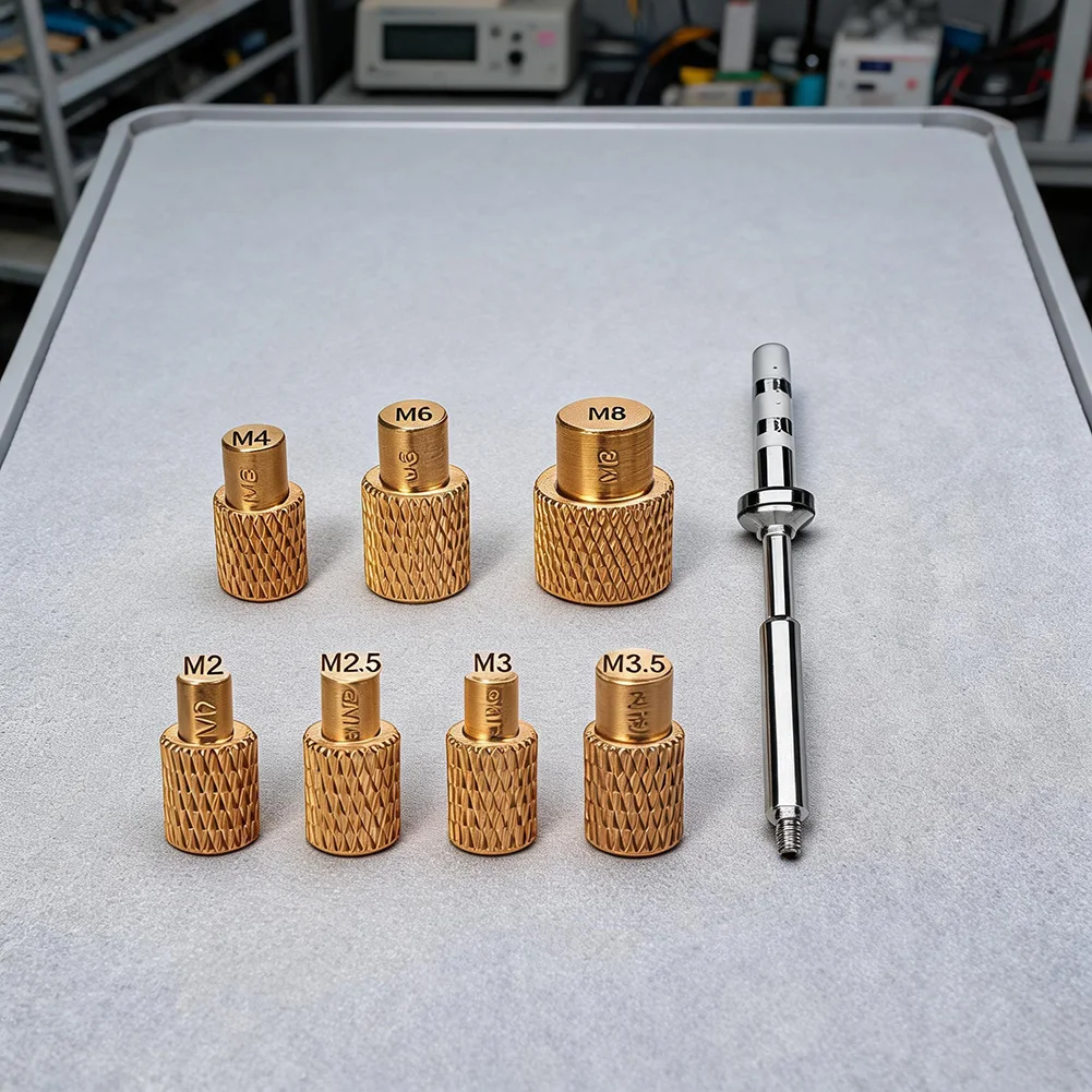 TS100-Compatible Hot Insert Nozzle Set for M2-M8 Copper Nuts Optimized for PLA ABS PC and Similar Thermoplastics