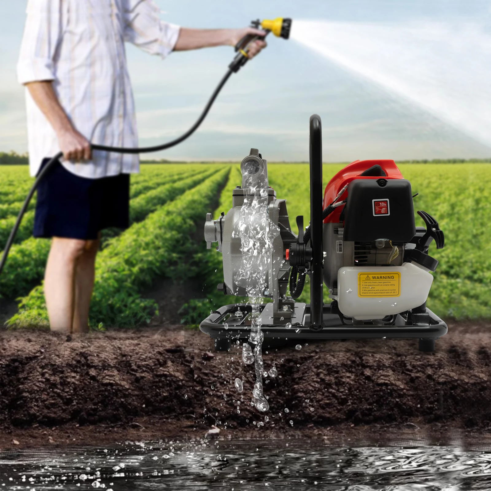 43CC 1.7HP Petrol Flow Transfer Volume Garden Tool High Pressure Irrigation Handy Water Pump