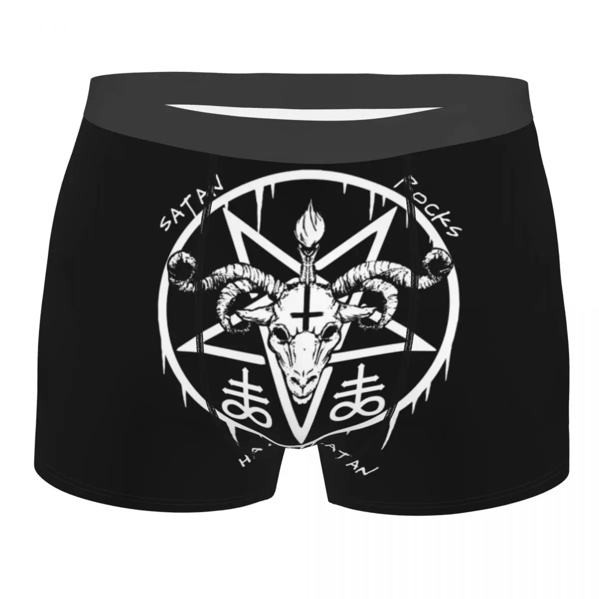 Hail ซาตานซาตาน Rocks นักมวยกางเกงขาสั้นสำหรับชาย3D พิมพ์ชาย Satanic ลึกลับ Baphomet ชุดชั้นในชุดชั้นในกางเกงนุ่ม