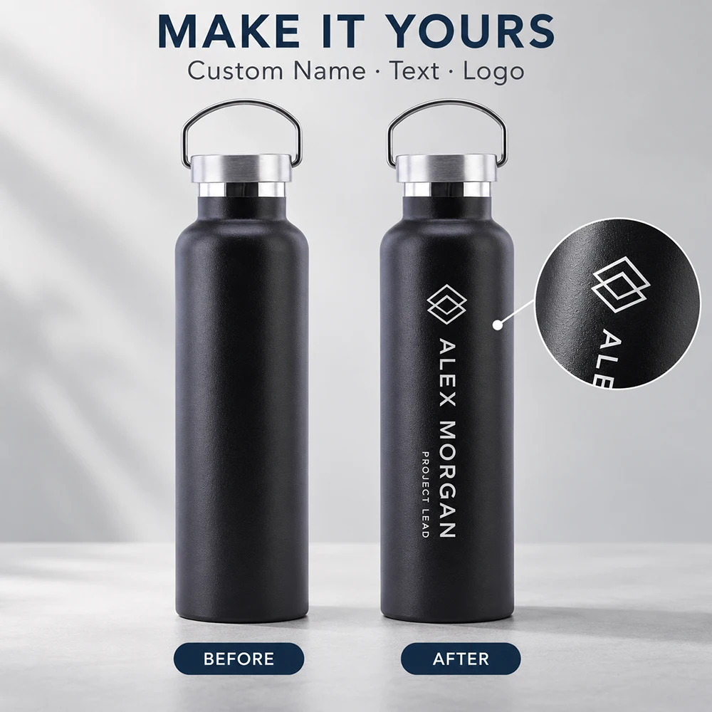 Custom Name Insulated Water Bottle Personalized Vacuum Flask for Daily Use School Office Travel Women Men Student Teacher Gifts