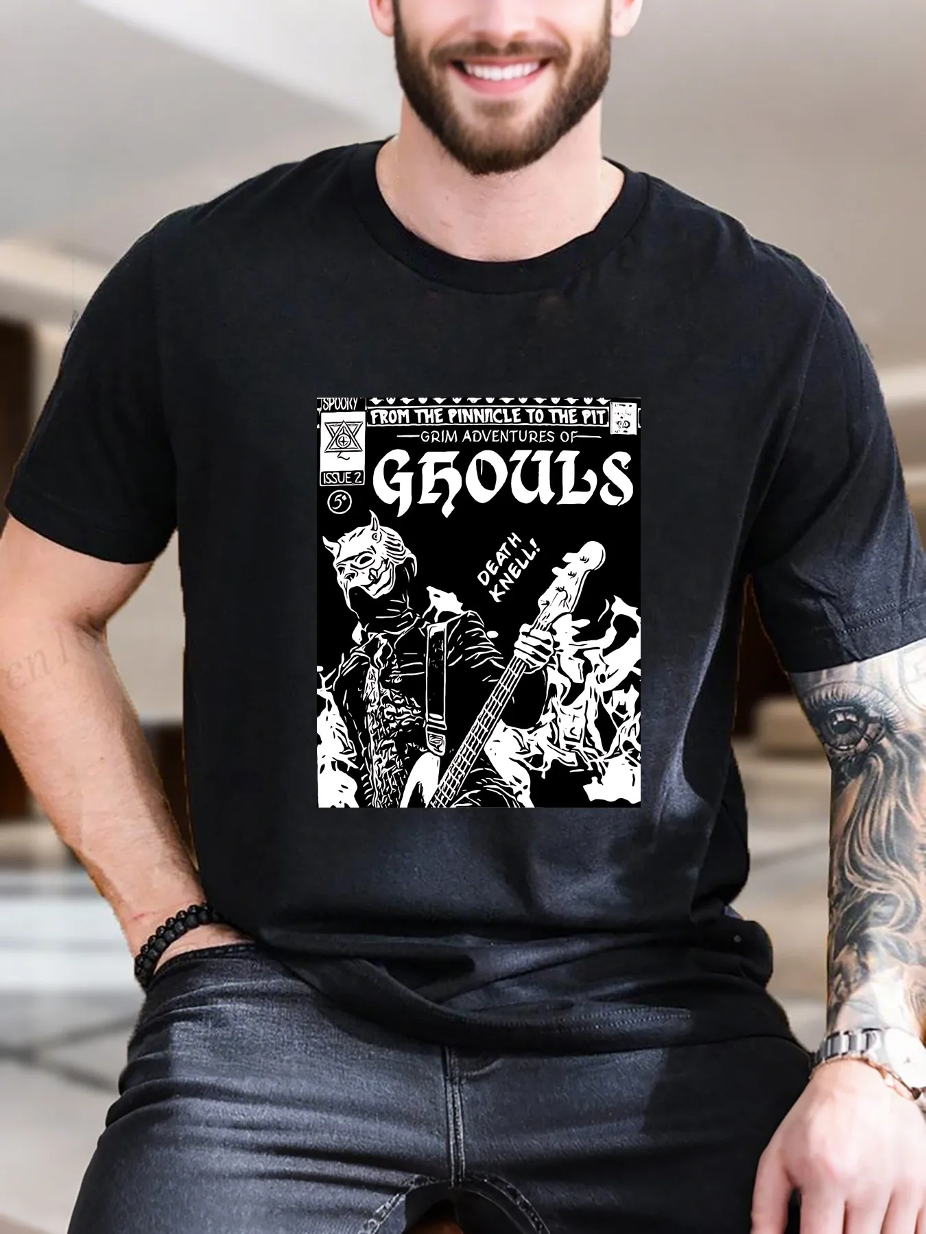 جديد وصول أزياء الرجال تي شيرت مطبوع Grouls Grim مغامرات 100% القطن لينة عارضة المحملة العصرية الجرافيك رواية Des