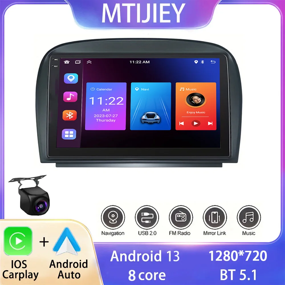 

For BENZ SL 2008-2012 9-inch Android 13Car Auto Radio Built-in Wireless Carplay Android Auto Support Rearview GPS WIFI