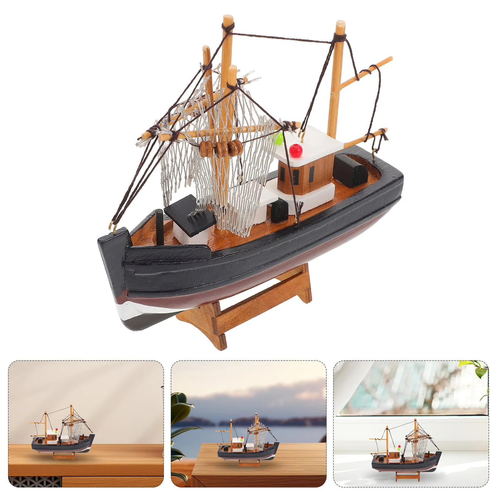 

Wooden Sailboat Mediterranean Nautical Ship Decorative Coastal Home Beach Tabletop Boat Centerpiece Rustic Sailboat Ornament