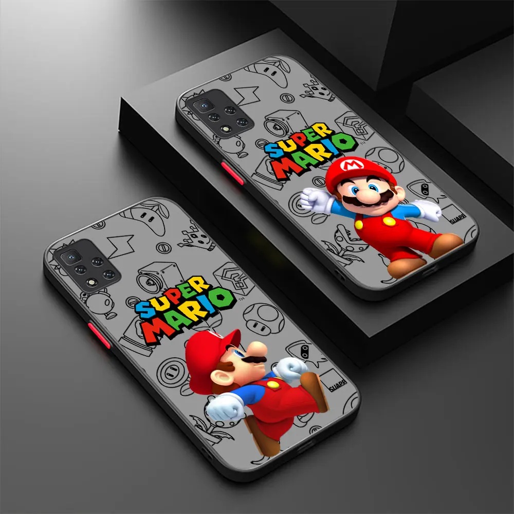 Matte Phone Case For Xiaomi Redmi Note 13 12 12S 11 11S 11T 10 10S 9 9S 9T 8 7 Pro Plus Max 5G Cartoon Super M-Mario Bros Cover