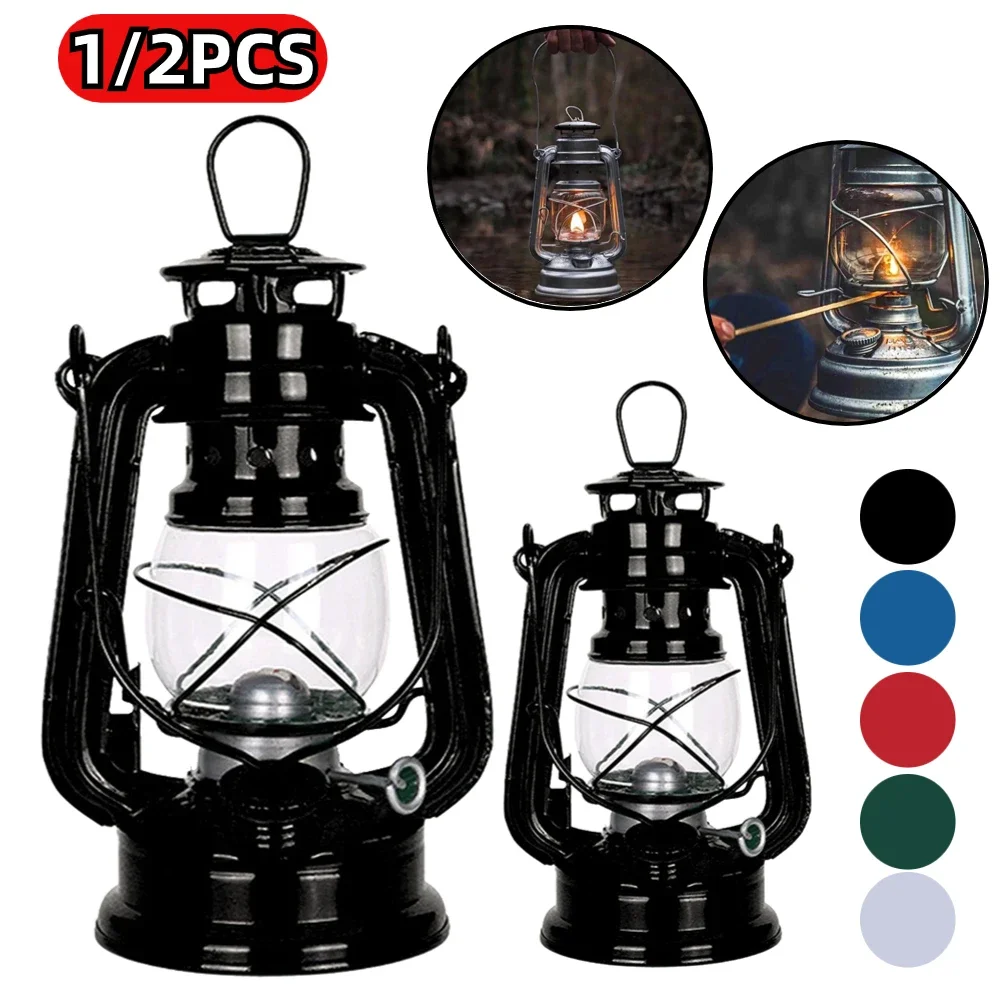 1/2PCS Vintage Kerosene Lantern Hurricane Lantern Metal Kerosene Lantern Fuel Camping Lanterns for Camping Home Patio Decor Lamp