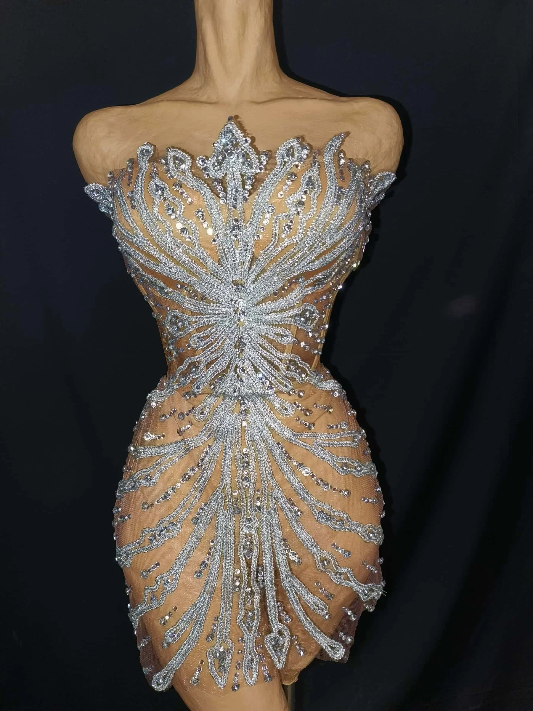 Youtiao Sexy brillant strass bretelles robe de bal femmes soirée robe de fête d'anniversaire discothèque danseur Performance Costume