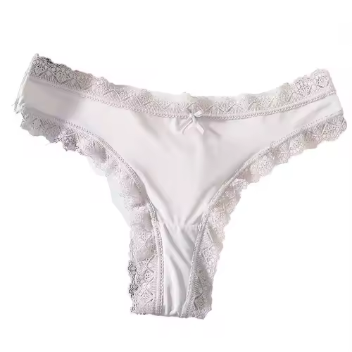 Comfortable Seamless Ice Silk Panties Cotton Crotch Thong Lace Bow Briefs Underwear Low Waist Women's Summer Panties Girl - Image 11