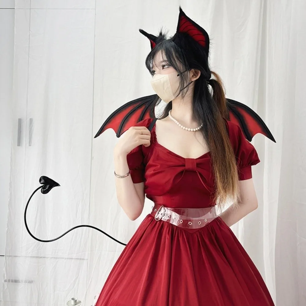 Bentable Halloween Costume Cosplay Props DIY 3D Bat Wings Furry Transparent Belt Devil's Sweetheart Tail Performance Property