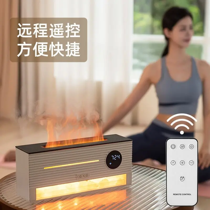 

Simulation Flame Rock Humidifier Rock Aromatherapy Machine USB Plug in Clock Air Humidifier