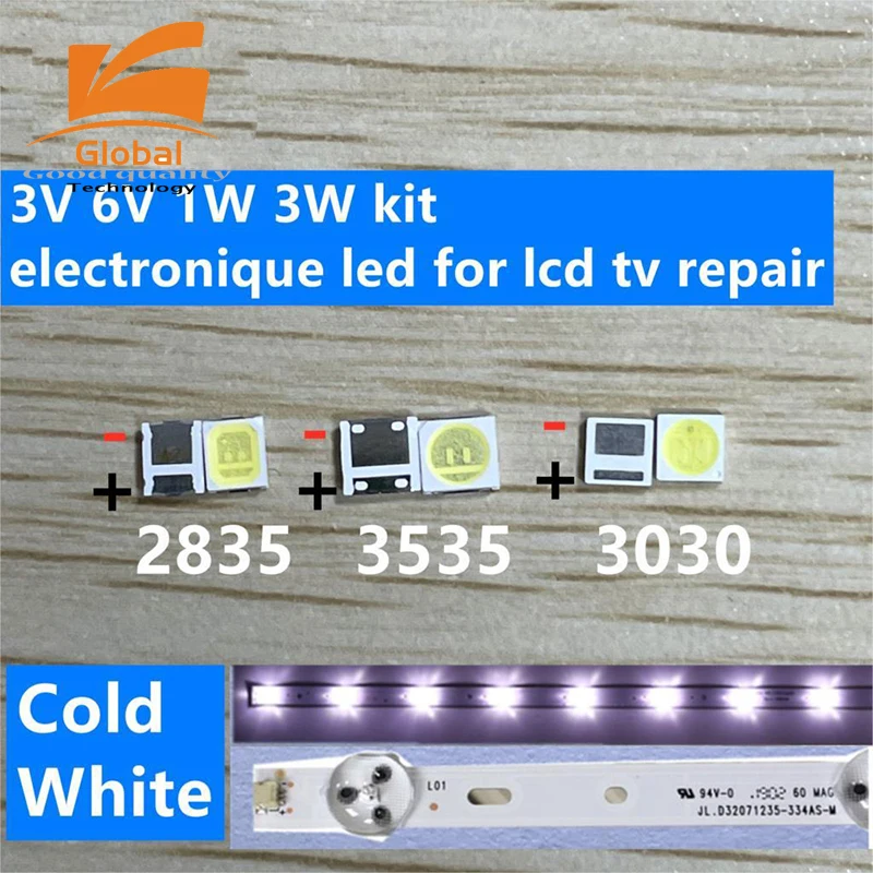 50-100pcs Pcs For LG led tv backlight 2835 3030 3535 3V 6V 1W 3W kit electronique led for lcd tv repair Cool cold white