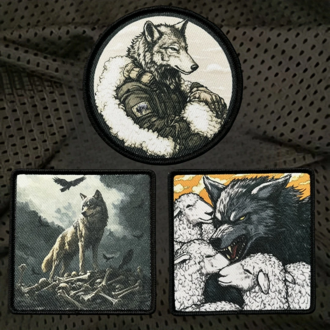 How wolves and Sheep Get Along Tactical Morale Badge Patch Printed Hook and Loop Patches for Clothing Backpack Stickers