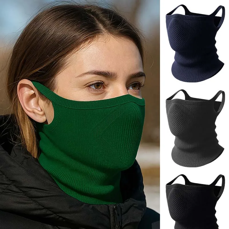 

Solid Color Anti-Fog Balaclava Neck Skiing Cycling Outdoor Winter Warmth One-Piece Ear-Hanging Face Mask Cold Weather Protection