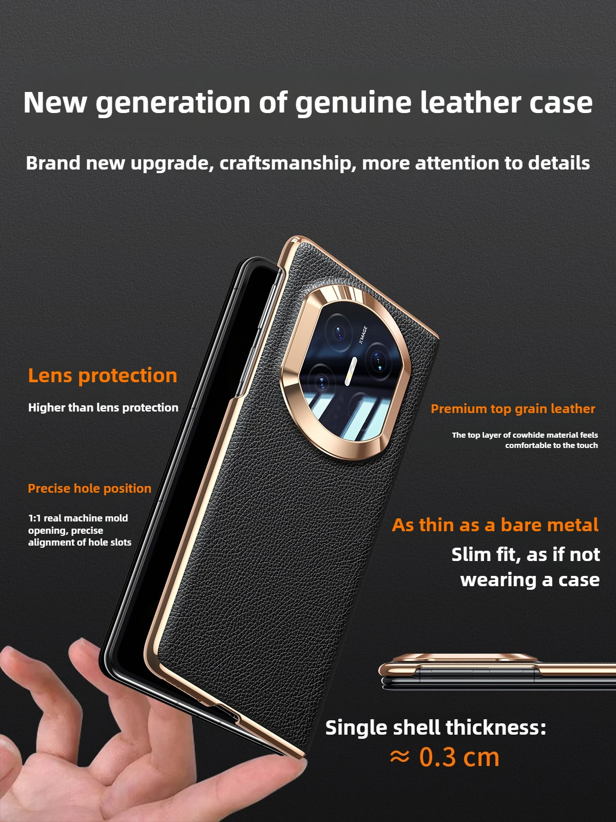 Luxury Genuine Leather for Huawei Mate X7 Case Mate X6 X5 Smart Window Magnetic Flip-Free Cover Lens heightening protection Case