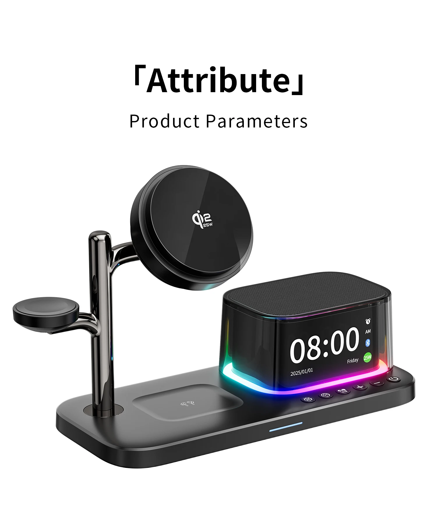 Qi2 25W ICE-Kühlung Magnetisches Kabelloses Ladegerät Bluetooth-Lautsprecher für iPhone 17 Samsung S26 Apple Galaxy Watch 2-8 Schnelles Laden – Detail 17