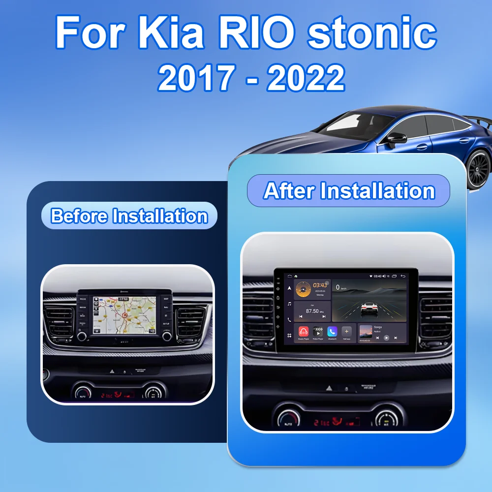 Android 15 For Kia RIO stonic 2017 2018 2019 2020 2021 2022 Carplay Auto Radio GPS Multimedia Video Player Stereo No 2Din DVD BT