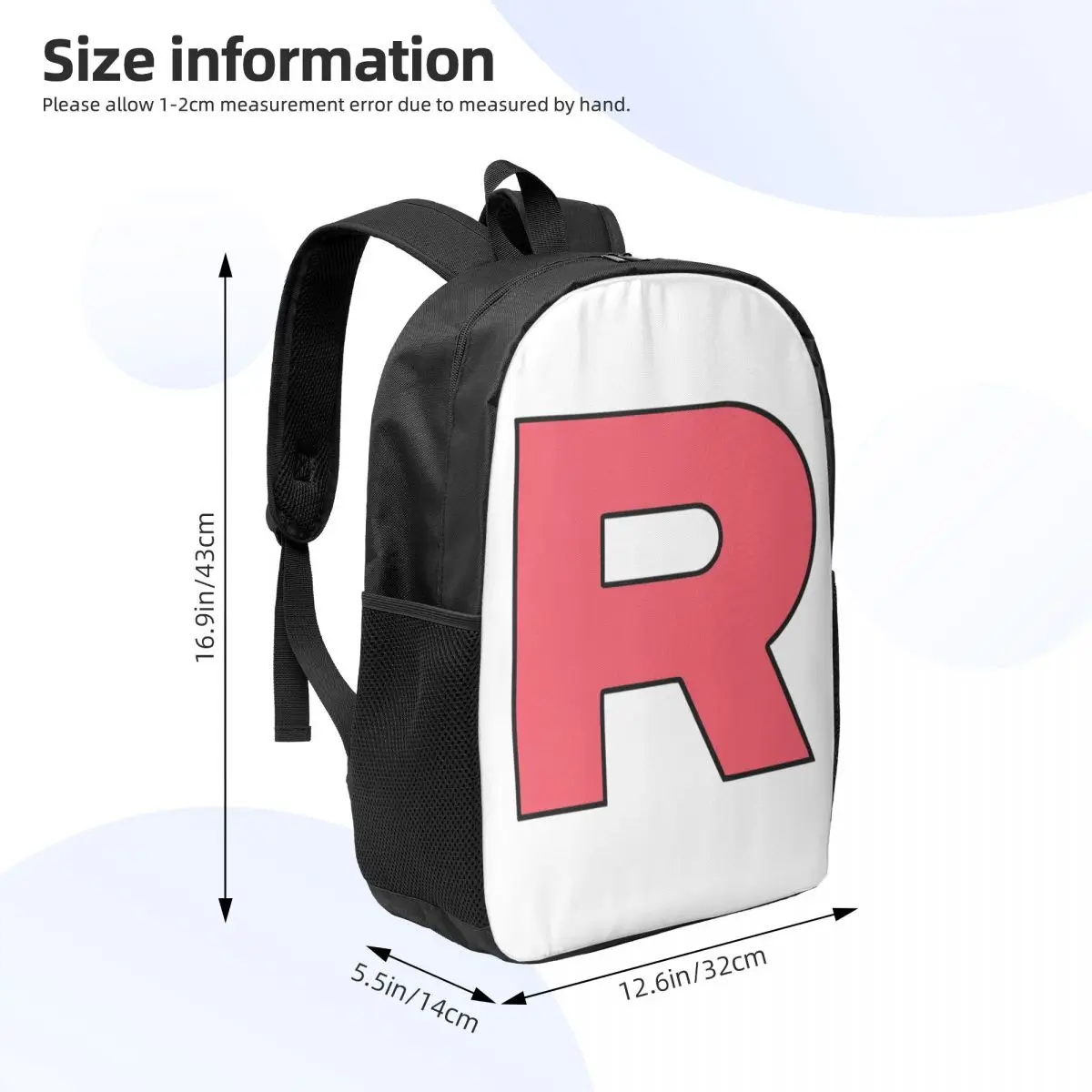 Letter R Team Rocket Logo Woman Backpacks Boys Girls Bookbag Students School Bags Portability Travel Rucksack Shoulder Bag