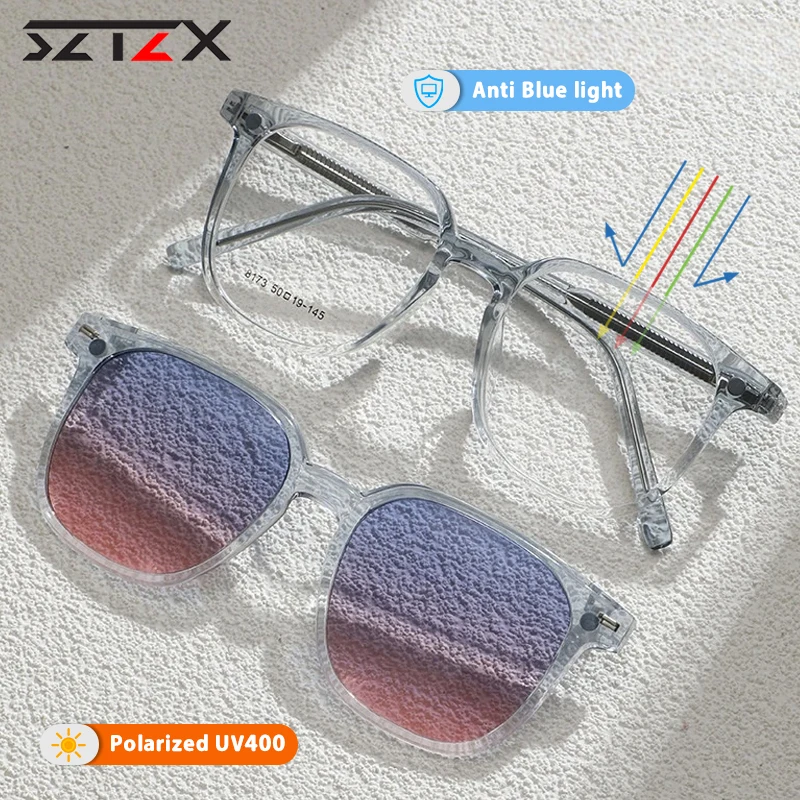 

SZTZX Women Fashion Polarised Driving Sunglasses Men Magnetic Suction Glasses Retro Square Optical Myopia Prescription Glasses