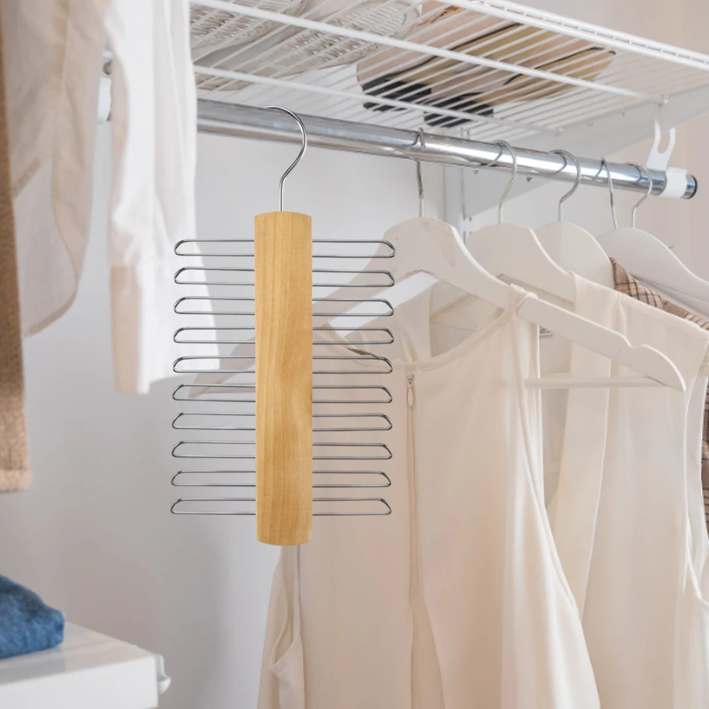 منظم ربطات عنق خشبي مع 20 سعة تخزين، منظم ربطة العنق لتوفير المساحة، رف ربط غير قابل للانزلاق لتنظيم وشاح الحزام #3