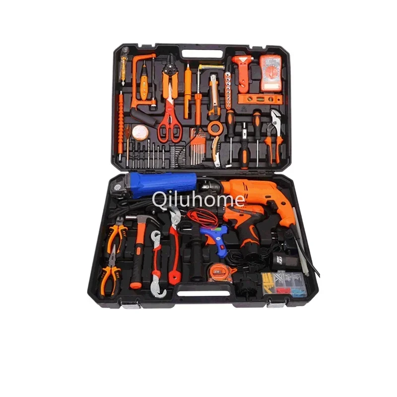 Household Manual Hardware Kits Electrician Car Maintenance Toolbox Wrench Lithium Electric Drill Angle Grinder Combination Sets