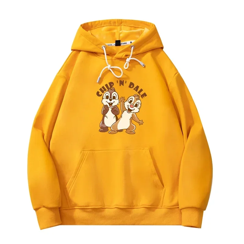 Cartoon Character Men Hoodies Pocket Disney Chip Dale Anime Casual Graphics Cozy Popular Hip Hop Male Sweatshirts Autumn Winter