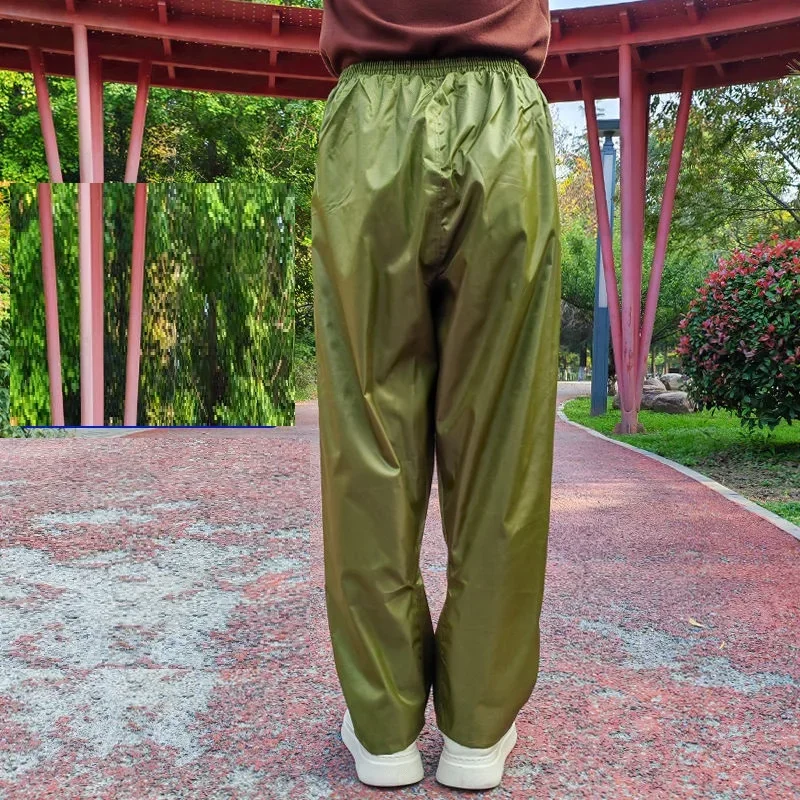 Man Boy Green Rainproof Waterproof Trousers Pants Elastic Waist