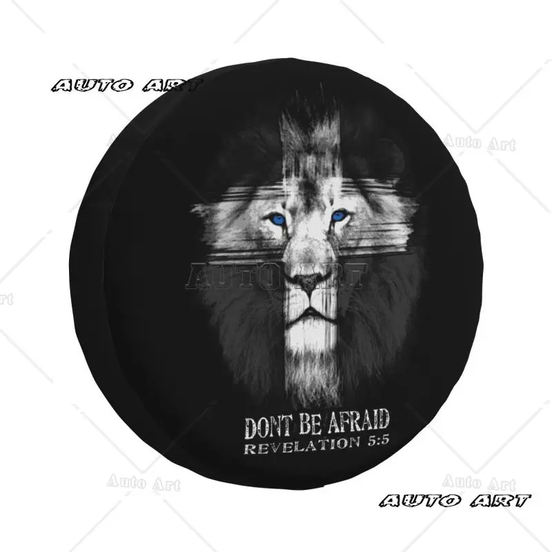 Lion Of The Tribe Of Judah Cross Spare Wheel Tire Cover for Dont Be Afraid Jesus RV SUV 4x4 Vehicle Accessories