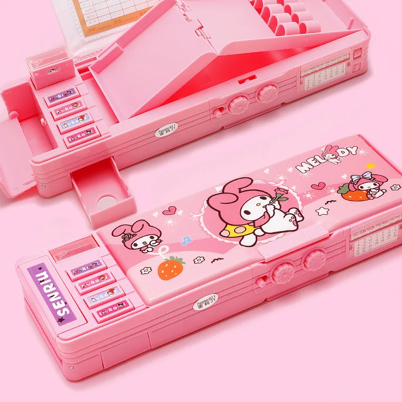 Sanlio – boîte de papeterie avec verrouillage par mot de passe, boîte à crayons multifonctionnelle Double face pour l'école primaire, garçons et filles
