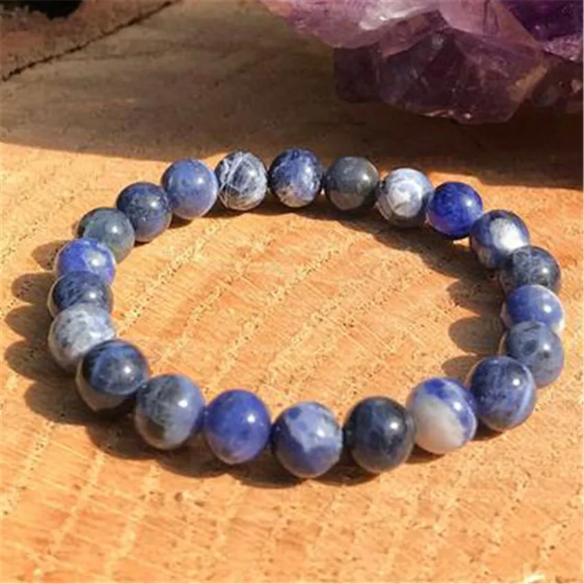 

6mm Sodalite Blue Stone Mala Bracelet Bangle Semi-Precious Stones Wear Unique Men's Teens Prayer