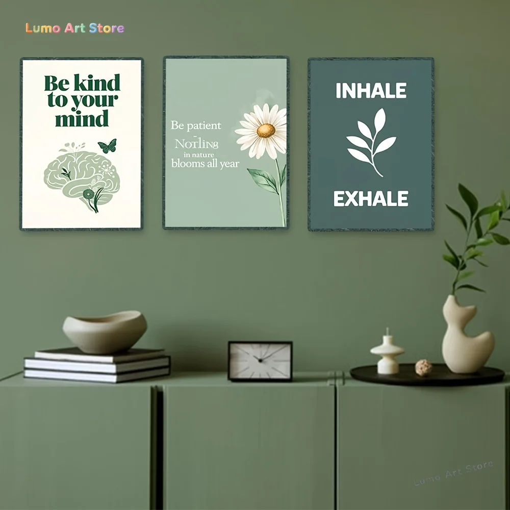 2D Flat, 2D Flat 3pcs Mindfulness Quote Art Prints - 