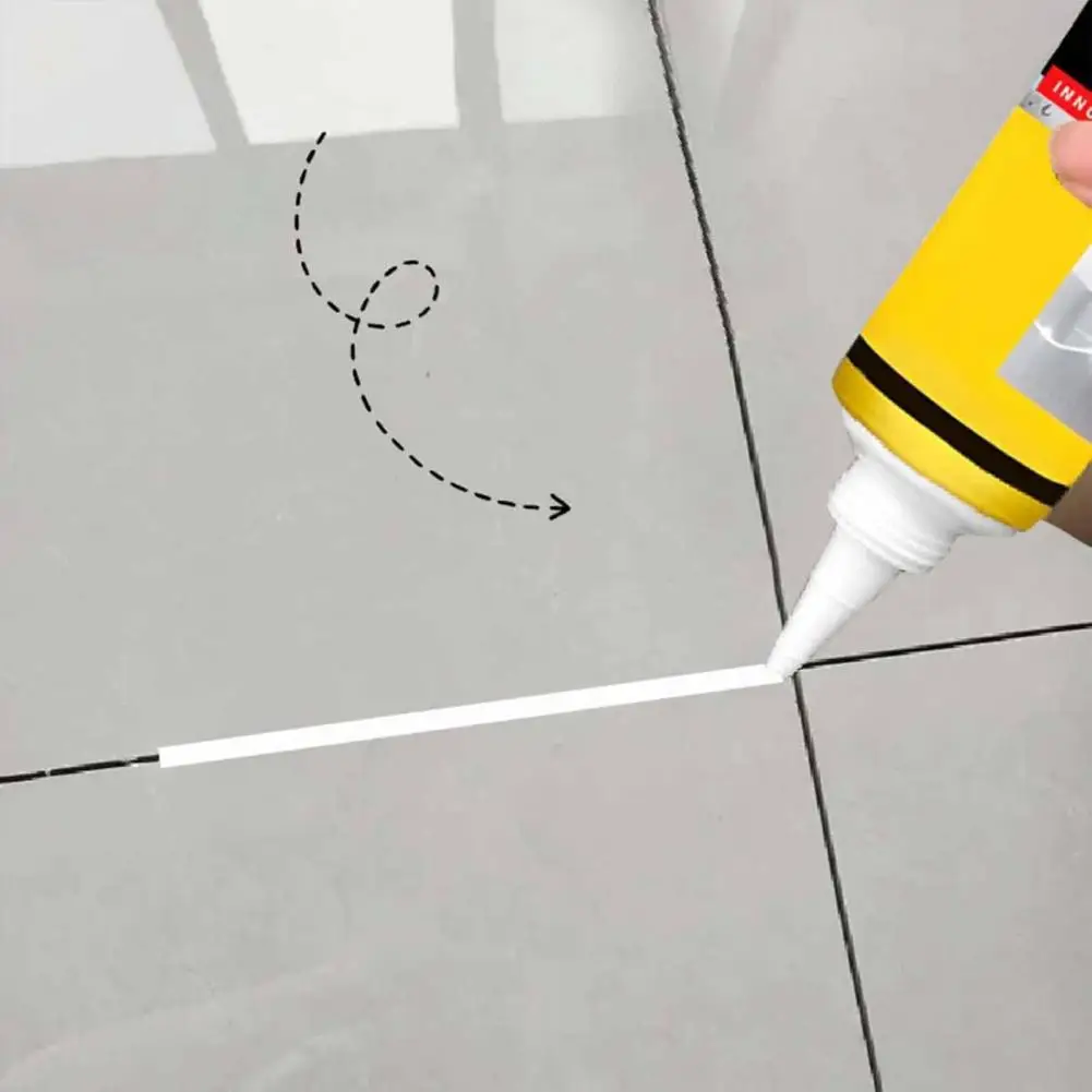 120 مللي مانع التسرب الأبيض مع مكشطة/فرشاة مقاوم للماء التصاق قوي الحمام المرحاض بالوعة المطبخ نافذة السد تسرب