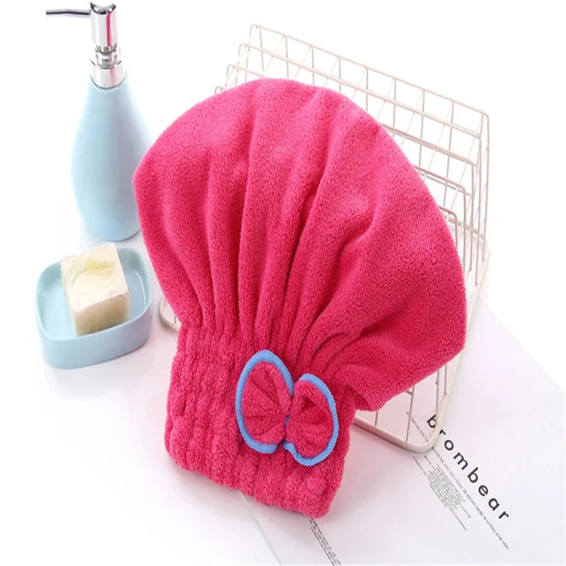 Microfibre Quick Hair Drying Bath Spa Bowknot Wrap Towel Hat Cap for Bath Bathroom Accessories Shower Cap Women Hair head cover