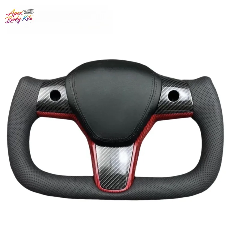 For Tesla 3 Model Y Flat Bottomed Sports Speed Light Carbon Fiber Steering Wheel Modification Customization Without Airbag